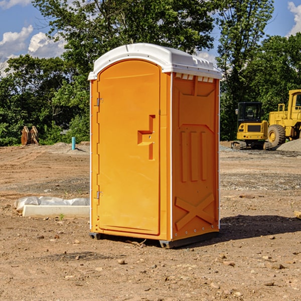 how often are the portable restrooms cleaned and serviced during a rental period in Seymour